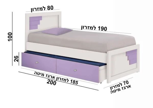 מיטת נוער דגם שיראל